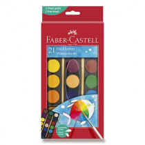 Vodové barvy Faber Castell 21 barev, průměr 30mm foto